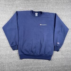 Vintage Champion Sweatshirt Mens‎ Medium Blue Crewneck Script Logo Retro